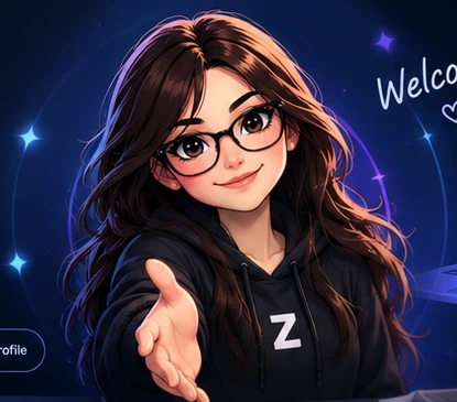 Illustrated fictional professional woman representing the ZIMAL developer brand